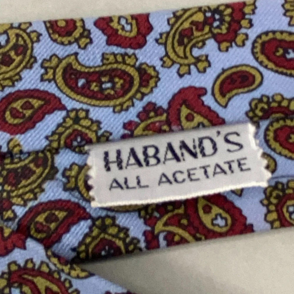 Haband Necktie Mens‎ Light Blue Red Gold Paisley VTG Pastel Graphic54.5x2.5